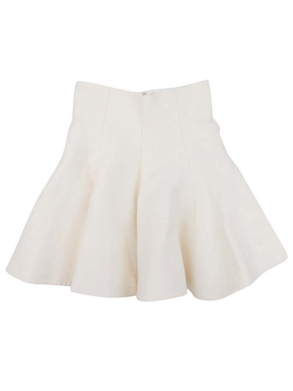 Louis Vuitton Wool Silk Georgette Fabric Circular Mini Skirt Off White 34